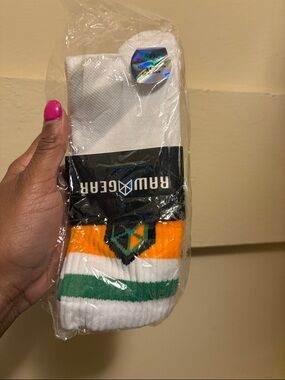 Rawgear Men's Athletic Crew Socks - White, Orange & Green